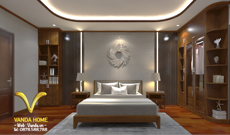 Thiết kế Nội thất phòng ngủ gỗ tự nhiên phong cách Á Đông 