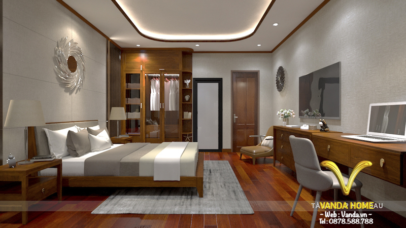 Thiết kế Nội thất phòng ngủ gỗ tự nhiên phong cách Á Đông