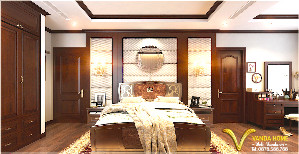 Thiết kế Nội thất Phòng ngủ master gỗ tự nhiên