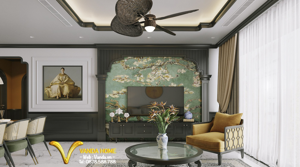 Thiết kế Nội thất phòng khách - phòng ăn, phong cách Indochine ...