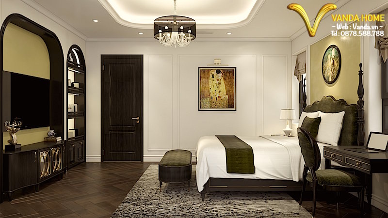 Không gian nội thất phòng ngủ master phong cách Indochine - Vanda.vn