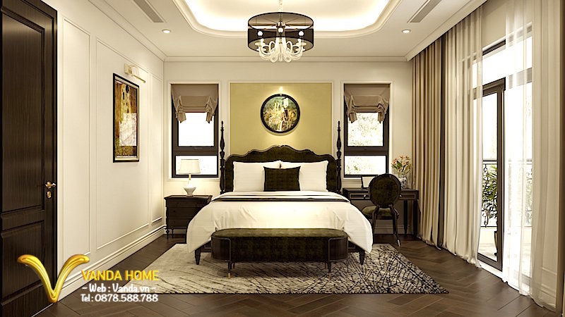 Không gian nội thất phòng ngủ master phong cách Indochine - Vanda.vn